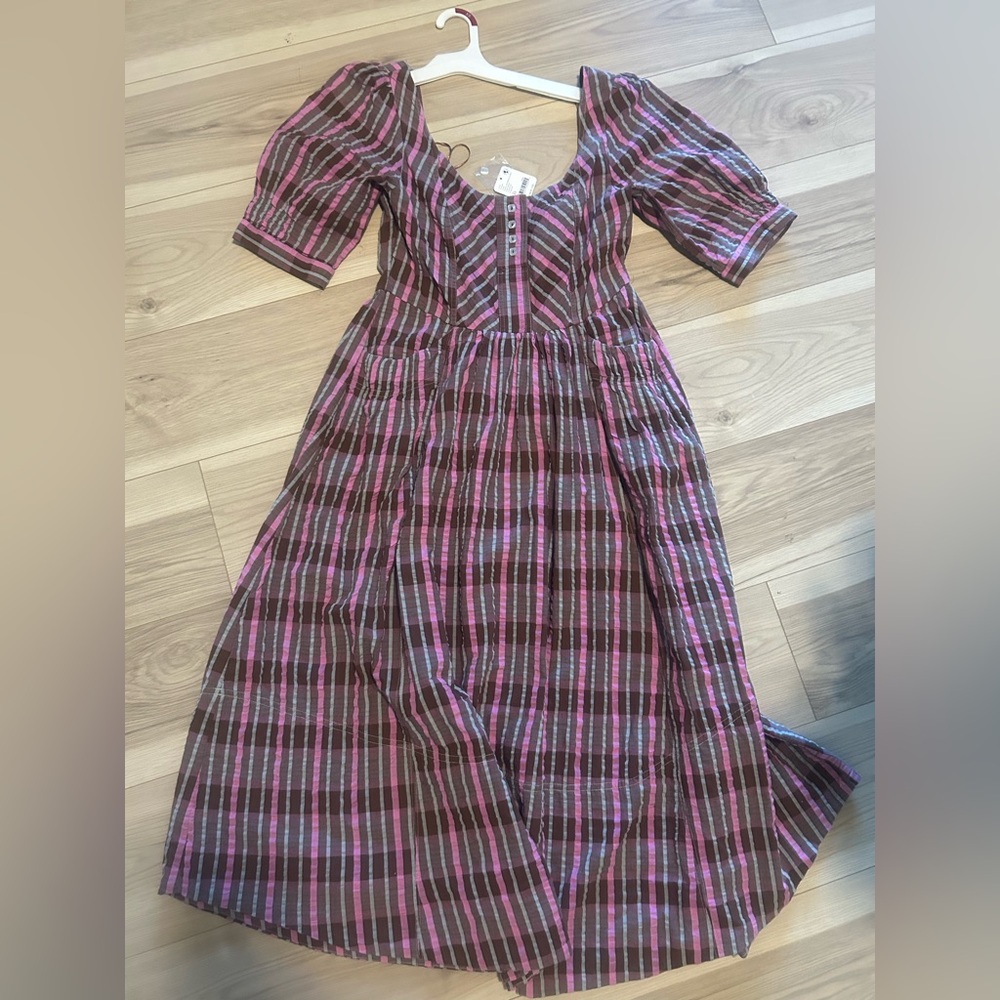 Free people plaid Dress in Pink and Brown